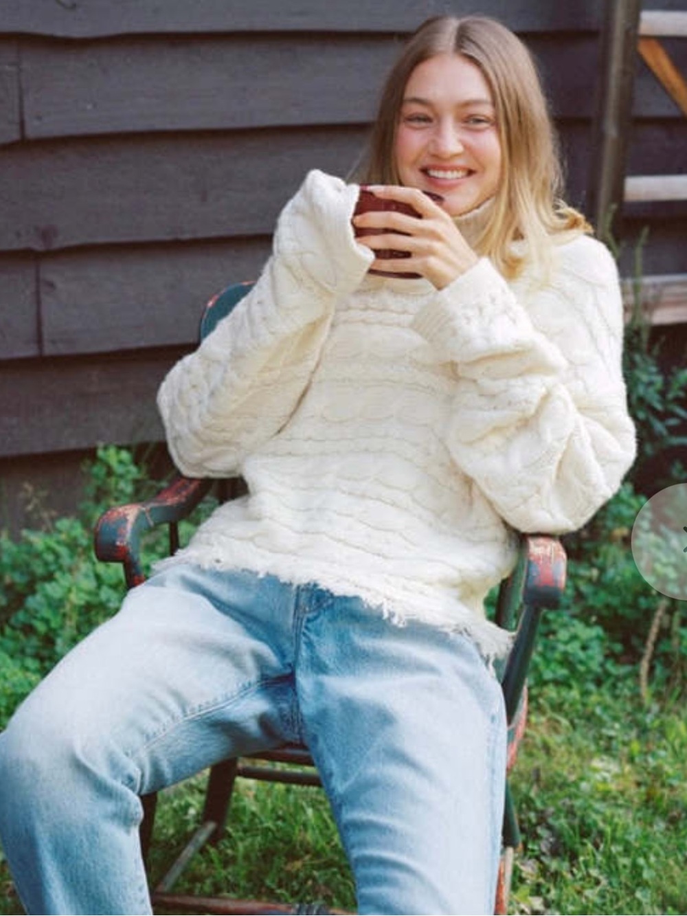 Guest In Residence | NWT! Cropped Cable Turtleneck Sweater in Cream